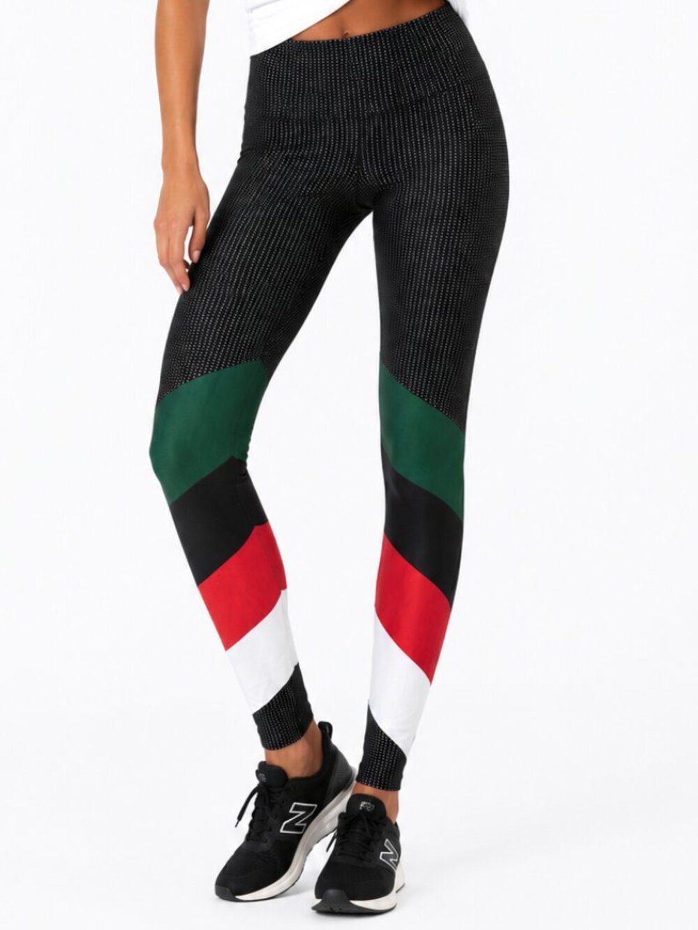 GOLDSHEEP Microdot Colorblock Stripes Activewear High Rise Leggings Size XS EUC